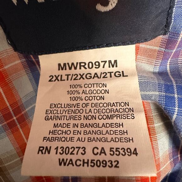 Men’s Wrangler Performance Snap Long Sleeve Plaid Shirt. Size 2XL - Picture 6 of 8